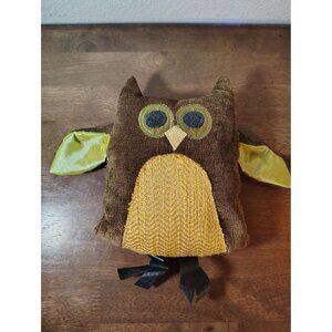 Woof & Poof 2011 Owl Shelf Sitter Plush Rustic Bird Brown Yellow